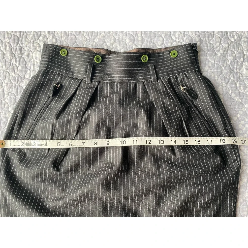 Paul Smith Wool Black Lined Pinstripe Skirt Pockets Buttons Size 42 (US 4/6)